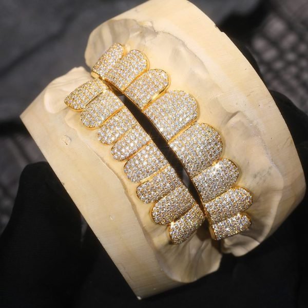 Custom Moissanite Diamond Grillz 14K Yellow Gold - Image 5