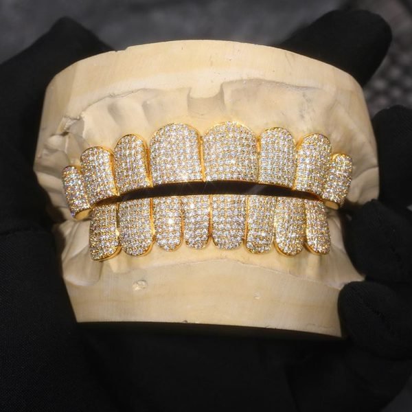 Custom Moissanite Diamond Grillz 14K Yellow Gold - Image 2