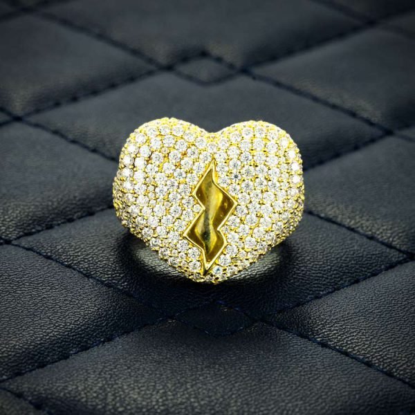 Moissanite Broken Heart Signet Ring 14K Gold - Image 3