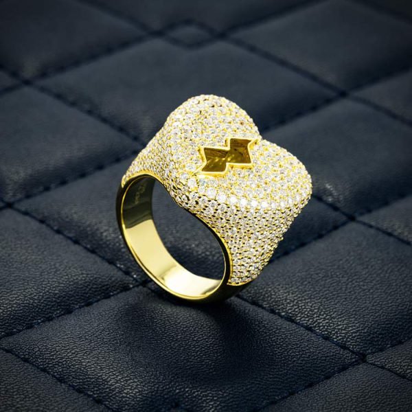 Moissanite Broken Heart Signet Ring 14K Gold - Image 4